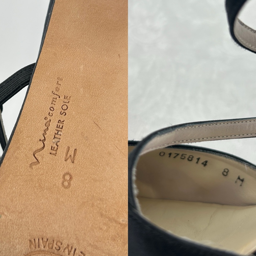 Vintage Mina Comfort Black Satin Heels Pumps with Straps - Picture 8 of 8